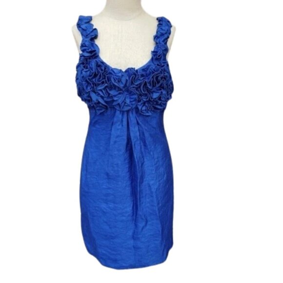 NWT Alexia Admor New Blue Satin Ruffle Sleeveless Cocktail Mini Dress - Picture 1 of 11